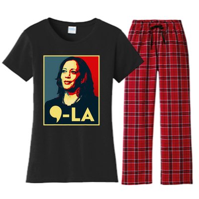 Comma La Kamala Harris 2024 Vote For 2024 President Women's Flannel Pajama Set