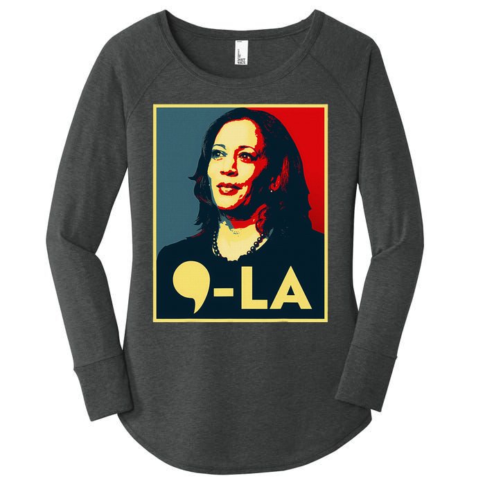 Comma La Kamala Harris 2024 Vote For 2024 President Women's Perfect Tri Tunic Long Sleeve Shirt