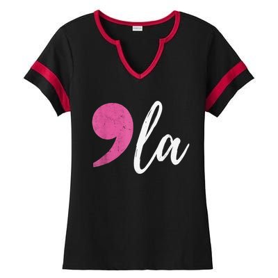 Comma + La Kamala Harris For President 2024 Election Ladies Halftime Notch Neck Tee