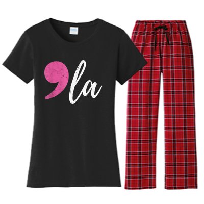 Comma + La Kamala Harris For President 2024 Election Women's Flannel Pajama Set