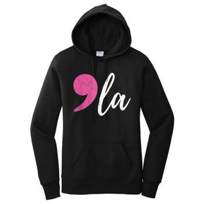 Comma + La Kamala Harris For President 2024 Election Women's Pullover Hoodie