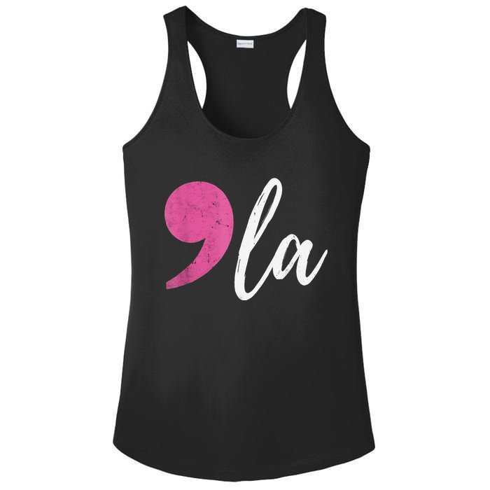 Comma + La Kamala Harris For President 2024 Election Ladies PosiCharge Competitor Racerback Tank