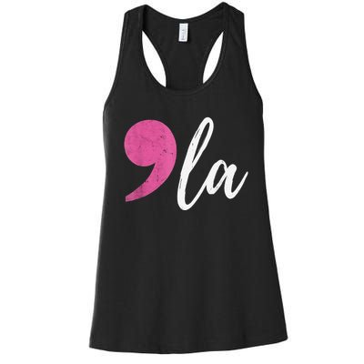 Comma + La Kamala Harris For President 2024 Election Women's Racerback Tank