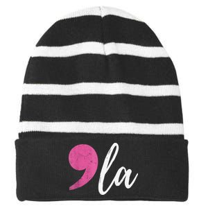 Comma + La Kamala Harris For President 2024 Election Striped Beanie with Solid Band