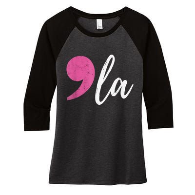 Comma + La Kamala Harris For President 2024 Election Women's Tri-Blend 3/4-Sleeve Raglan Shirt