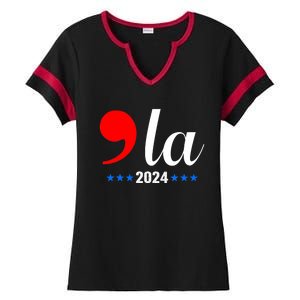 Comma + La Kamala Harris For President 2024 Election Ladies Halftime Notch Neck Tee