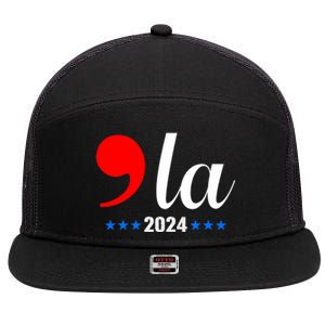 Comma + La Kamala Harris For President 2024 Election 7 Panel Mesh Trucker Snapback Hat