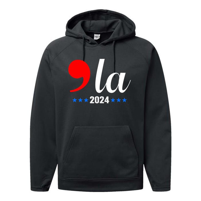 Comma + La Kamala Harris For President 2024 Election Performance Fleece Hoodie