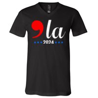 Comma + La Kamala Harris For President 2024 Election V-Neck T-Shirt