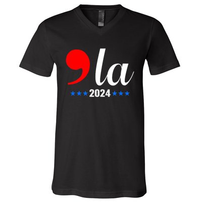 Comma + La Kamala Harris For President 2024 Election V-Neck T-Shirt