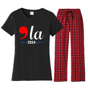 Comma + La Kamala Harris For President 2024 Election Women's Flannel Pajama Set