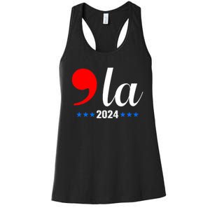 Comma + La Kamala Harris For President 2024 Election Women's Racerback Tank