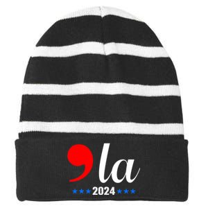 Comma + La Kamala Harris For President 2024 Election Striped Beanie with Solid Band