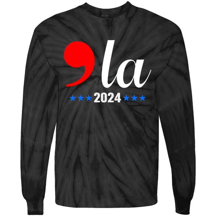 Comma + La Kamala Harris For President 2024 Election Tie-Dye Long Sleeve Shirt