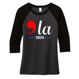 Comma + La Kamala Harris For President 2024 Election Women's Tri-Blend 3/4-Sleeve Raglan Shirt