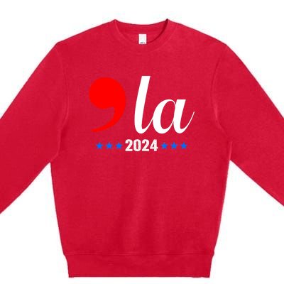 Comma + La Kamala Harris For President 2024 Election Premium Crewneck Sweatshirt