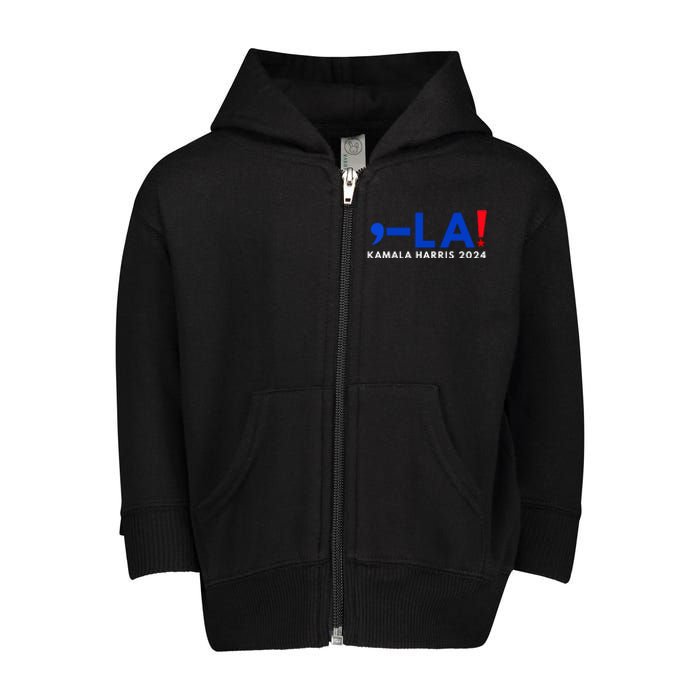 Comma La Kamala Harris 2024 Toddler Zip Fleece Hoodie