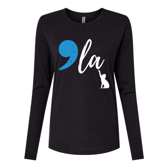 Comma La Kamala Harris Vote For Childless Cat Ladies Womens Cotton Relaxed Long Sleeve T-Shirt