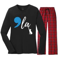 Comma La Kamala Harris Vote For Childless Cat Ladies Women's Long Sleeve Flannel Pajama Set 