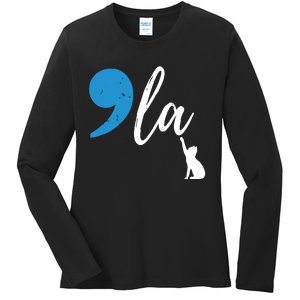 Comma La Kamala Harris Vote For Childless Cat Ladies Ladies Long Sleeve Shirt