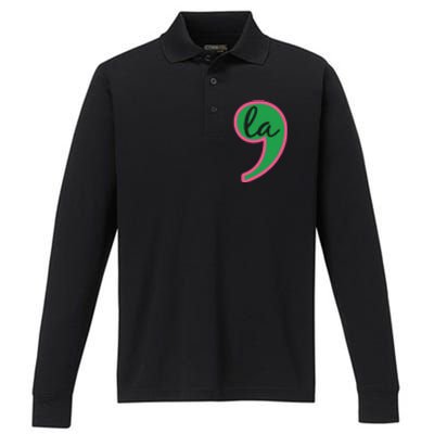 Comma La Kamala Harris Vote 2024 Performance Long Sleeve Polo