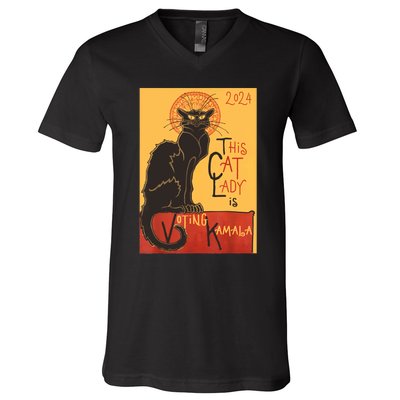 Cat Lady Kamala Le Chat Noir Funny Ballot Election Campaign V-Neck T-Shirt