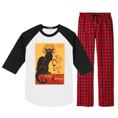 Cat Lady Kamala Le Chat Noir Funny Ballot Election Campaign Raglan Sleeve Pajama Set