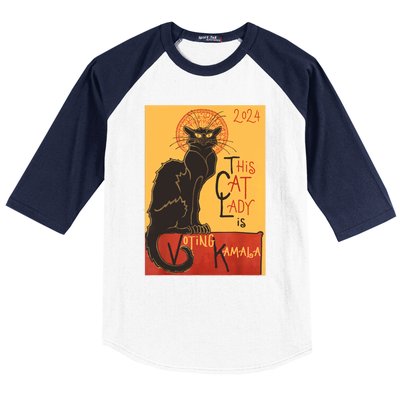 Cat Lady Kamala Le Chat Noir Funny Ballot Election Campaign Baseball Sleeve Shirt