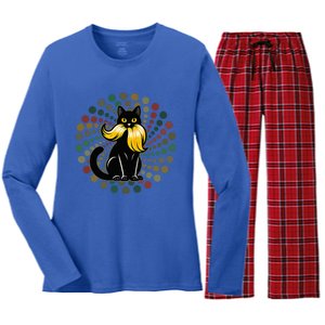 Cat Ladies Kamala Harris Anti Trump Humor Election 2024 Women's Long Sleeve Flannel Pajama Set 