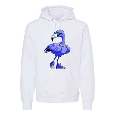 Comma La Kamala Harris 2024 Cute Blue Flamingo Pearls Gift Premium Hoodie