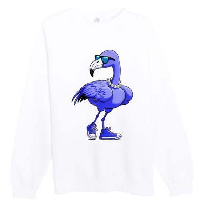 Comma La Kamala Harris 2024 Cute Blue Flamingo Pearls Gift Premium Crewneck Sweatshirt