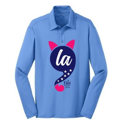 Comma La Kamala Harris 2024 For President Election Silk Touch Performance Long Sleeve Polo