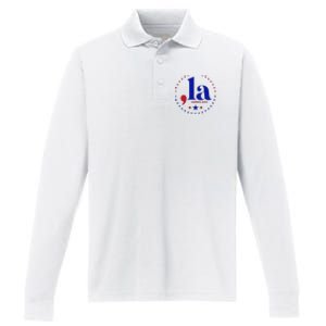 Comma La Kamala Harris For President 2024 Funny Kamala Us Performance Long Sleeve Polo