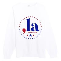 Comma La Kamala Harris For President 2024 Funny Kamala Us Premium Crewneck Sweatshirt