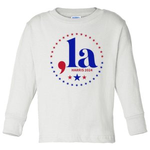 Comma La Kamala Harris For President 2024 Funny Kamala Us Toddler Long Sleeve Shirt