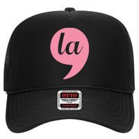 Comma + La Kamala Harris For President 2024 Election High Crown Mesh Back Trucker Hat