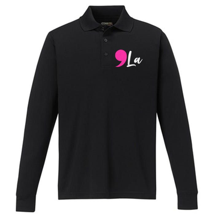 Comma La Kamala Harris President Performance Long Sleeve Polo