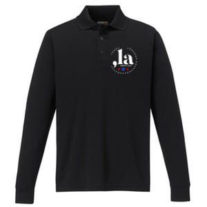 Comma La Kamala Harris For President 2024 Funny Kamala Us Performance Long Sleeve Polo