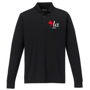 Comma + La Kamala Harris For President 2024 Performance Long Sleeve Polo