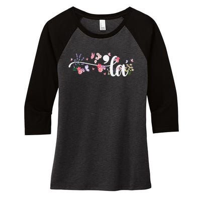 Comma La Kamala Harris Vintage Floral Feminine President Gift Women's Tri-Blend 3/4-Sleeve Raglan Shirt