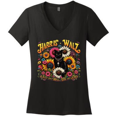 Cat Ladies Kamala Tim Walz Harris Waltz DonT Mess With The Gift Women's V-Neck T-Shirt