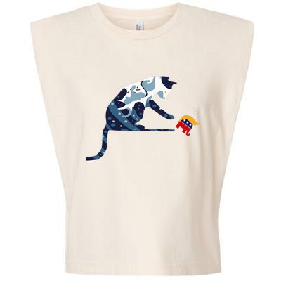 Cat Lovers Kamala Harris Blue Cat Sarcastic Garment-Dyed Women's Muscle Tee