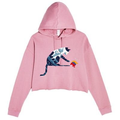 Cat Lovers Kamala Harris Blue Cat Sarcastic Crop Fleece Hoodie