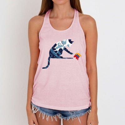 Cat Lovers Kamala Harris Blue Cat Sarcastic Women's Knotted Racerback Tank