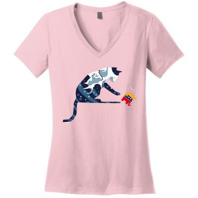 Cat Lovers Kamala Harris Blue Cat Sarcastic Women's V-Neck T-Shirt