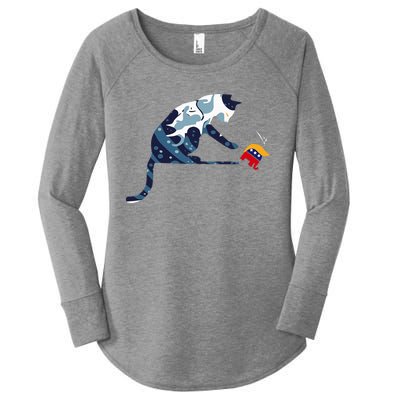 Cat Lovers Kamala Harris Blue Cat Sarcastic Women's Perfect Tri Tunic Long Sleeve Shirt