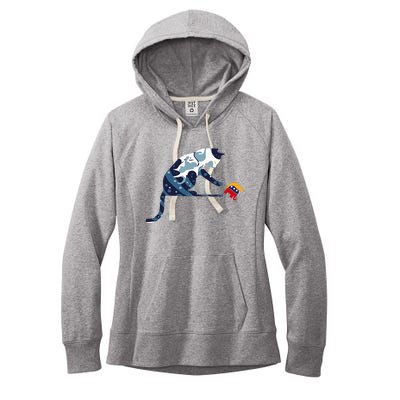 Cat Lovers Kamala Harris Blue Cat Sarcastic Women's Fleece Hoodie