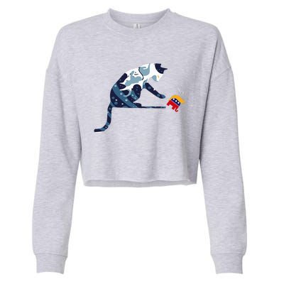 Cat Lovers Kamala Harris Blue Cat Sarcastic Cropped Pullover Crew