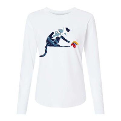 Cat Lovers Kamala Harris Blue Cat Sarcastic Womens Cotton Relaxed Long Sleeve T-Shirt