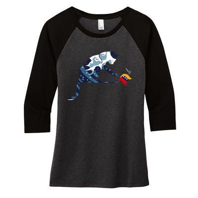 Cat Lovers Kamala Harris Blue Cat Sarcastic Women's Tri-Blend 3/4-Sleeve Raglan Shirt